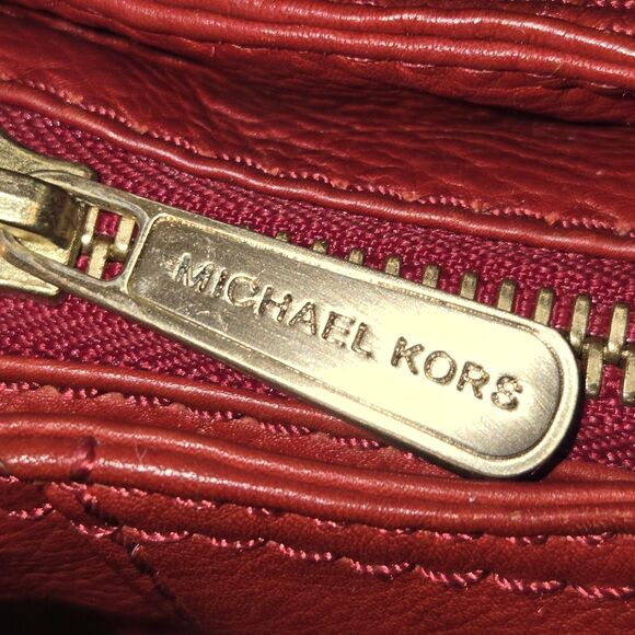 Michael Kors Chandler Collection Red Leather Turn Lock Shoulder Bag 13"X12"X5" - Picture 14 of 15